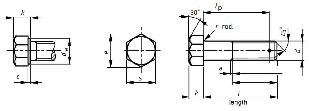 BS 4190 - Metric Hexagon Head Bolts, hex bolts, hexagon bolts