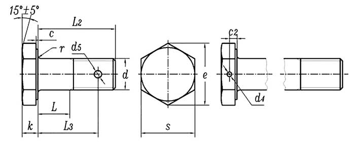 din 65339 Hex bolt, din 65339 Hexagon Bolts, Close Tolerance, with Short-length MJ Thread