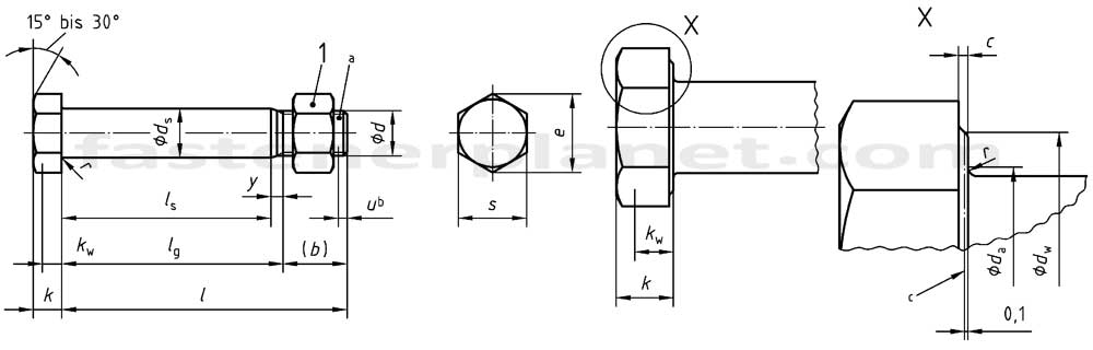 DIN 7968 Hexagon Fit Bolts with Hexagon Nut for Steel Structures, hexagon fit bolts,