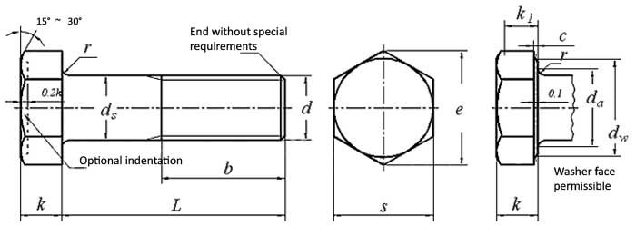 DIN EN ISO 4016 Hexagon Head Bolts, hexagon bolts, hex bolts ISO 4016, product grade C bolts